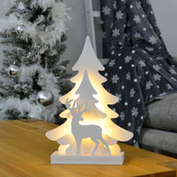 Mr Crimbo White Christmas Scene Light Up Ornament - MrCrimbo.co.uk -XS6517 - Reindeer -christmas room decor