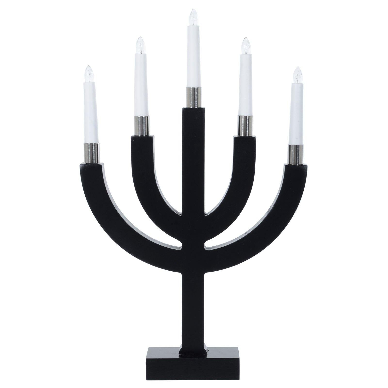 Mr Crimbo 12" Christmas Candle Bridge 5 Light Decoration - MrCrimbo.co.uk -XS6523 - Black -candles