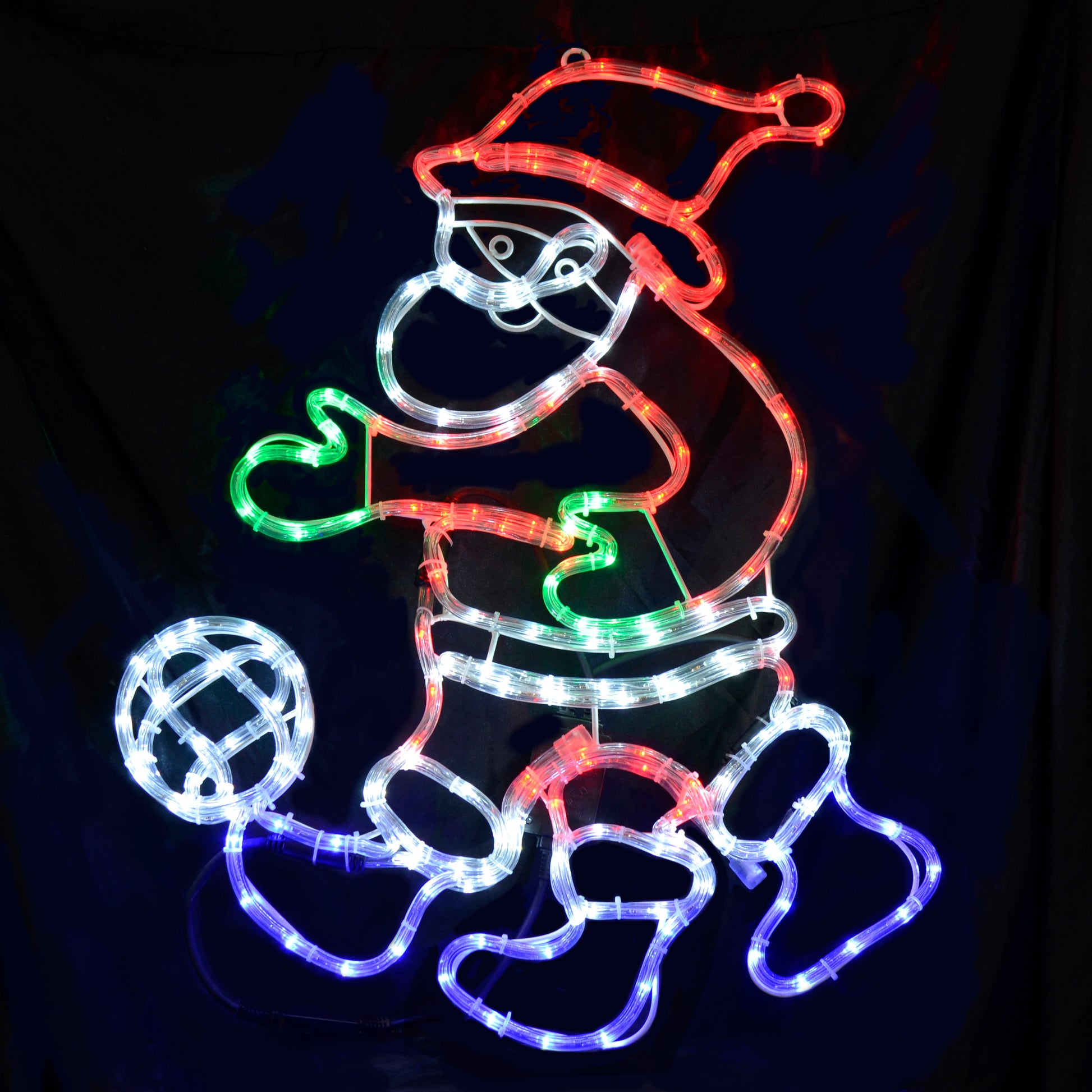 Mr Crimbo Colourful Flashing Rope Lights Christmas Santa Football - MrCrimbo.co.uk -XS6533 - -christmas garden decorations