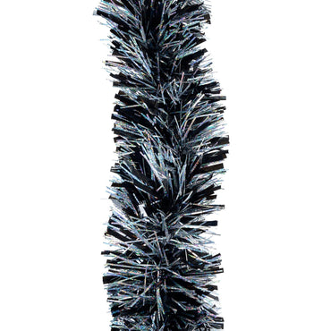 Mr Crimbo Luxury Christmas Tinsel 2m Lengths Various Colours - MrCrimbo.co.uk -XS6552 - Black/Silver -christmas tinsel