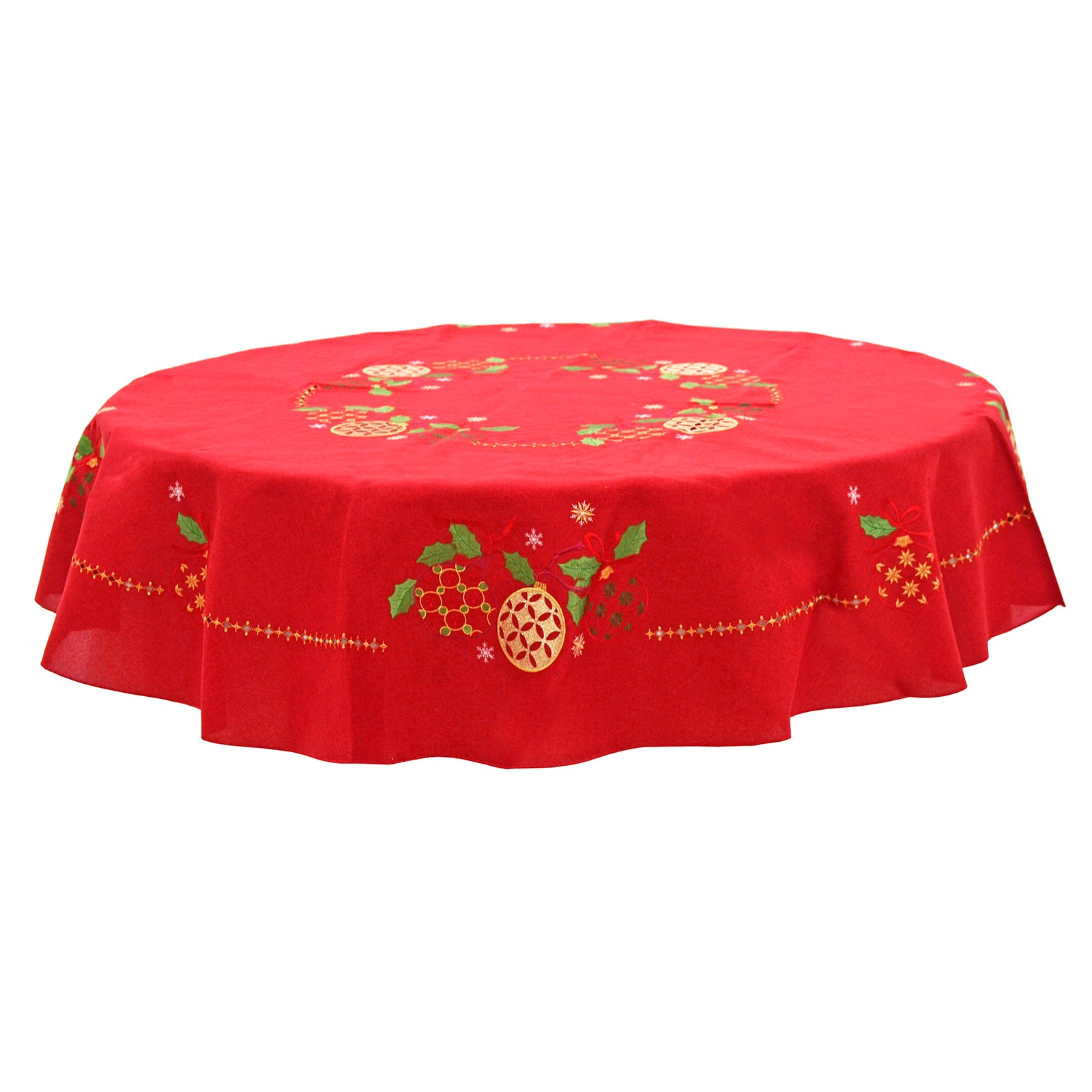 Mr Crimbo Christmas Baubles White Red Tablecloth Napkins - MrCrimbo.co.uk -XS6562 - Red -christmas napkins