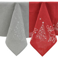 Mr Crimbo Diamante Tablecloth Napkins Reindeer Tree Grey Red - MrCrimbo.co.uk -XS6572 - Grey -christmas napkins
