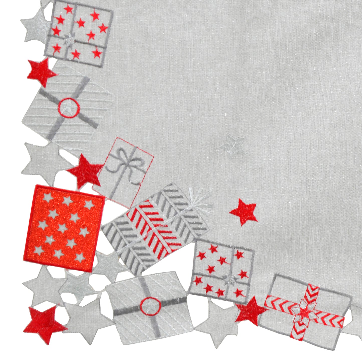 Mr Crimbo Christmas Tablecloth Napkins Luxury Grey Presents - MrCrimbo.co.uk -XS6583 - 4pk Napkin -christmas napkins