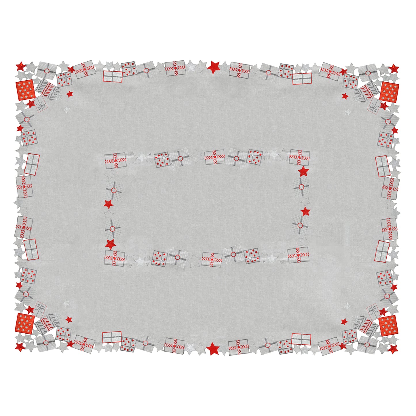 Mr Crimbo Christmas Tablecloth Napkins Luxury Grey Presents - MrCrimbo.co.uk -XS6580 - 52 x 70" -christmas napkins