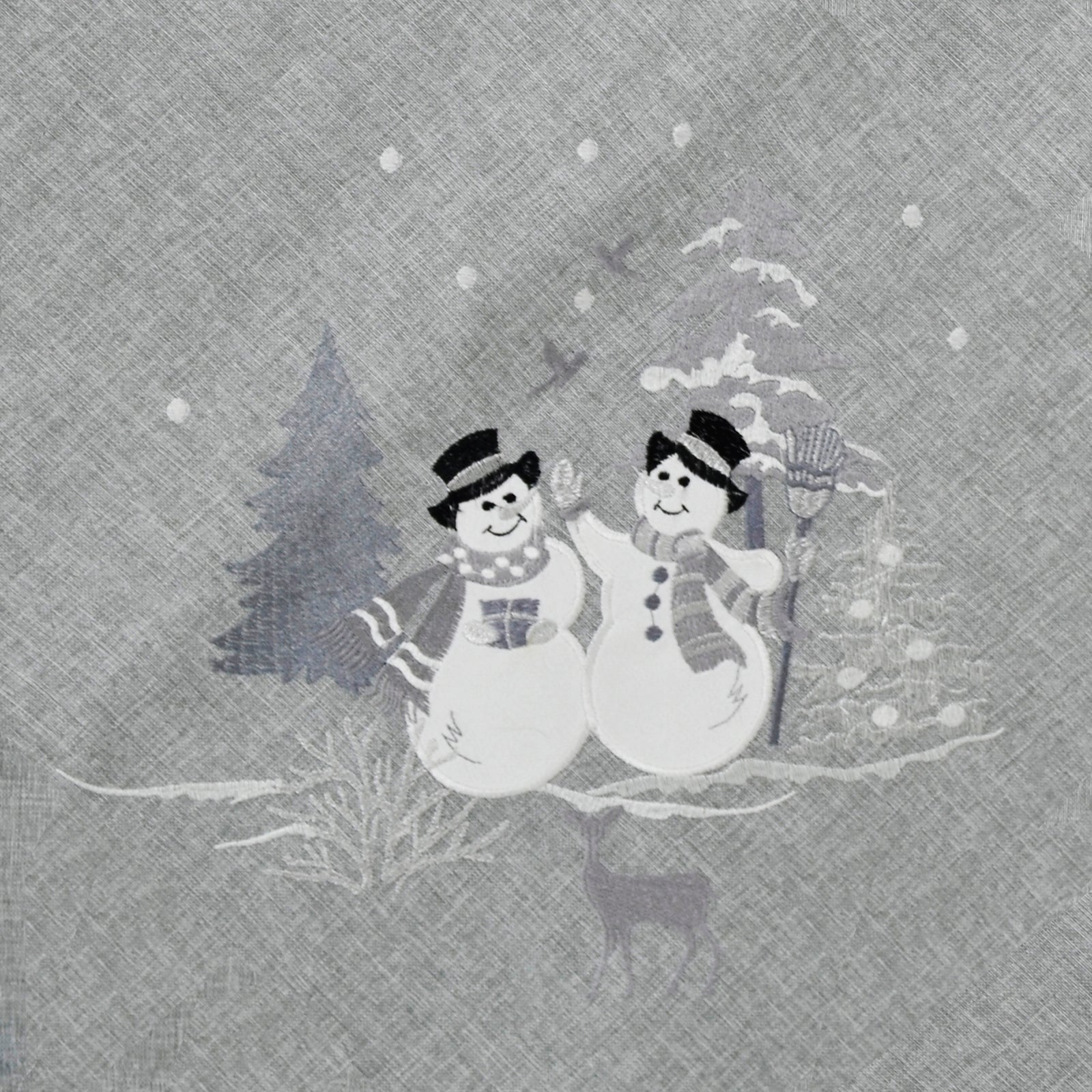 Mr Crimbo Snowmen Christmas Tablecloth Napkins Grey Fabric - MrCrimbo.co.uk -XS6591 - 4 pk Napkins -decor