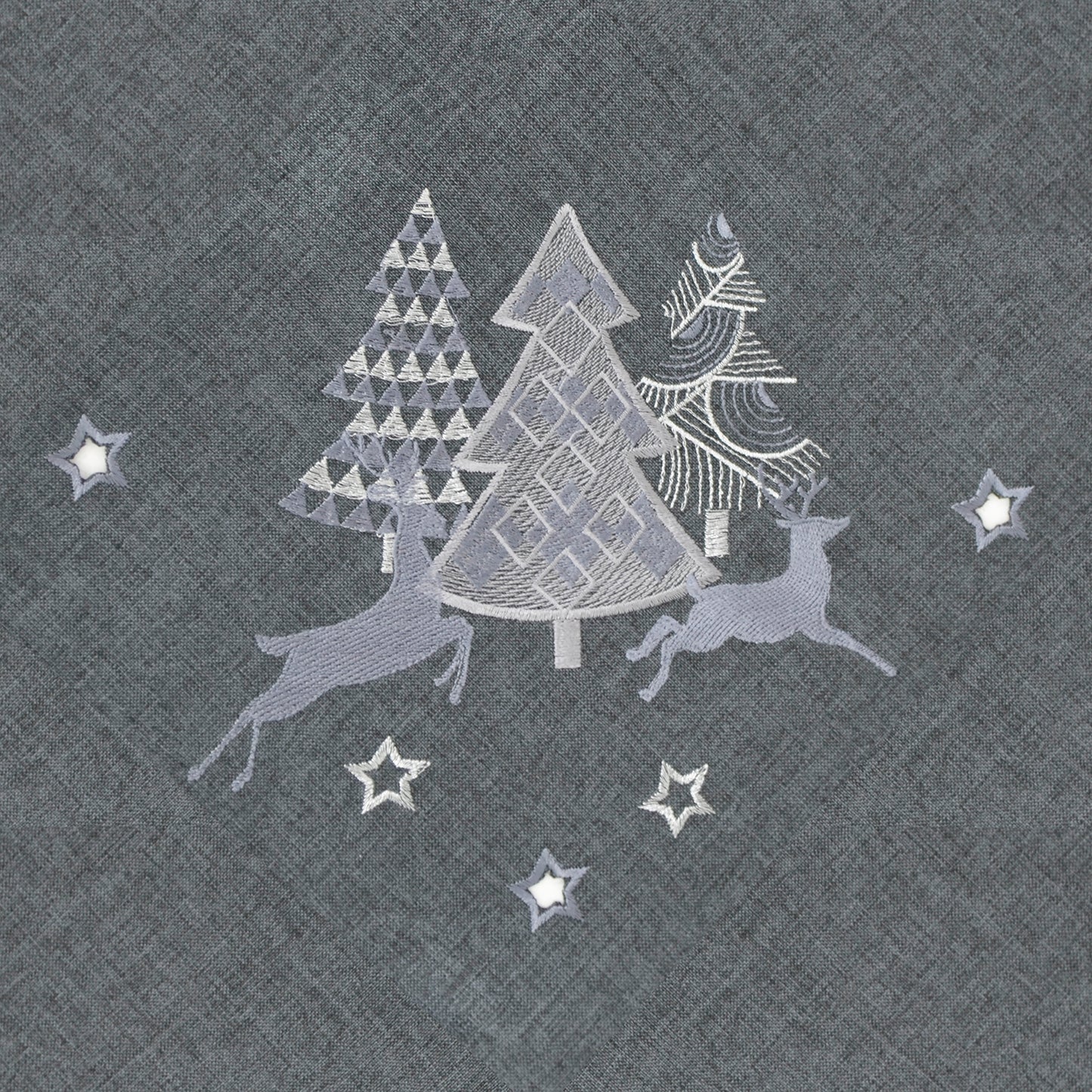 Mr Crimbo Grey Christmas Tablecloth Napkins Silver Trees Deer - MrCrimbo.co.uk -XS6595 - 4 pk Napkins -christmas napkins