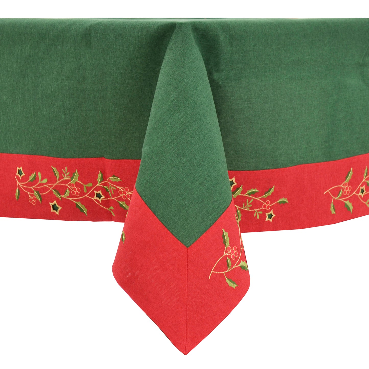 Mr Crimbo Christmas Holly Tablecloth Napkins Red Green Gold - MrCrimbo.co.uk -XS6596 - 52 x 70" -christmas dinner