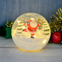 Mr Crimbo Light Up Crackle Ball Christmas Decoration 15cm - MrCrimbo.co.uk -XS6669 - Santa -ball