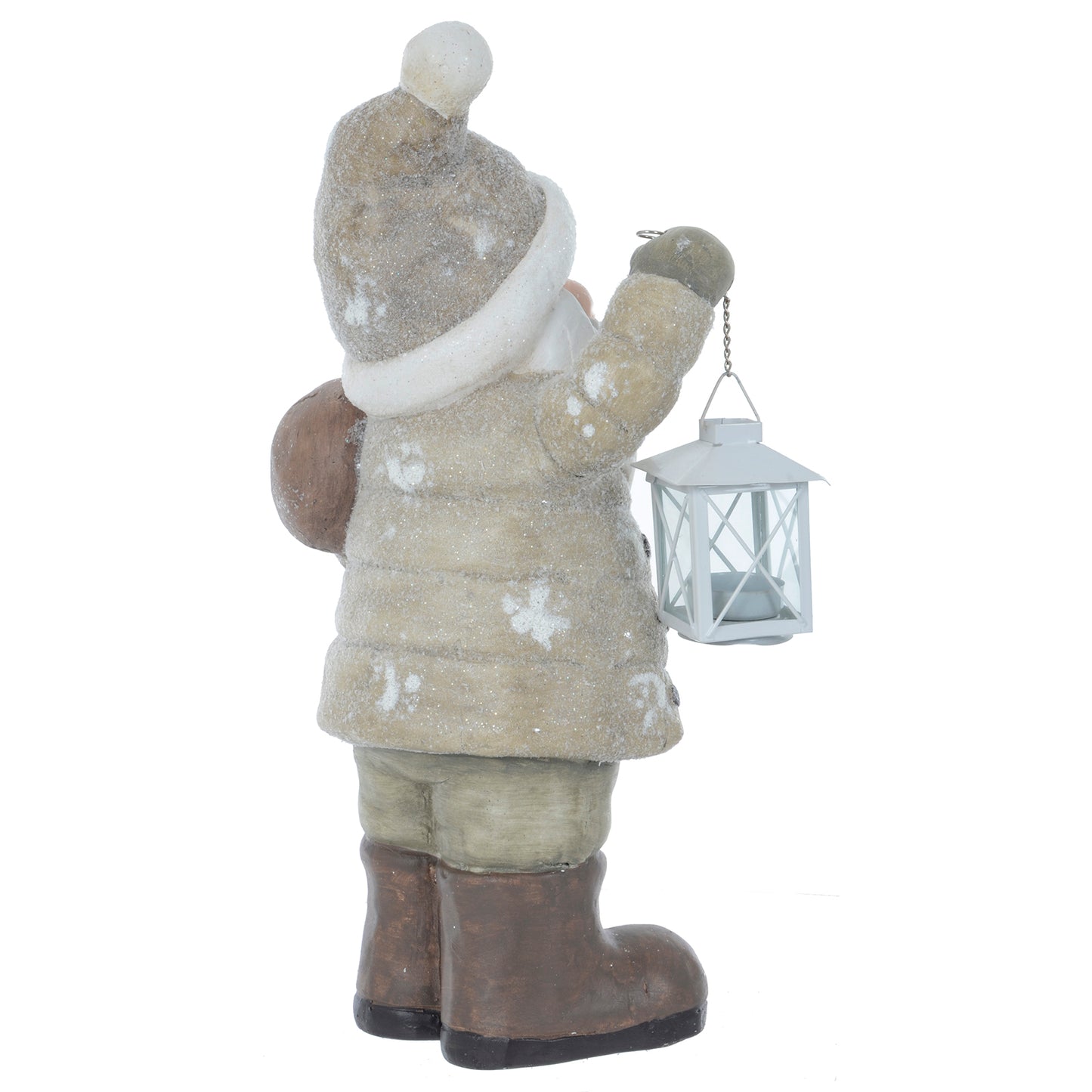 Mr Crimbo Santa Snowman With White Lantern Ornament 46cm - MrCrimbo.co.uk -XS6851 - Santa -decorations