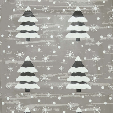 Mr Crimbo Grey Christmas Tablecloth Snow Trees PVC Large - MrCrimbo.co.uk -XS7138 - -christmas tablecloth