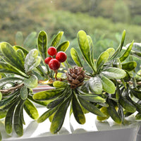 Mr Crimbo 6ft Pre Lit Christmas Garland Mistletoe Berries Pine Cones - MrCrimbo.co.uk -XS7142 - -
