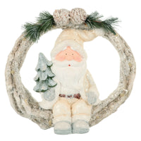 Mr Crimbo Light Up Christmas Figure Wreath Decoration Ceramic 40cm - MrCrimbo.co.uk -XS7144 - Santa -