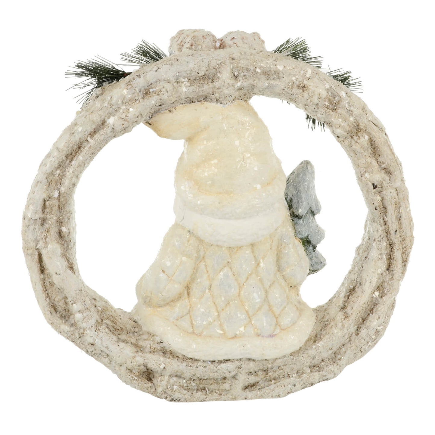 Mr Crimbo Light Up Christmas Figure Wreath Decoration Ceramic 40cm - MrCrimbo.co.uk -XS7144 - Santa -
