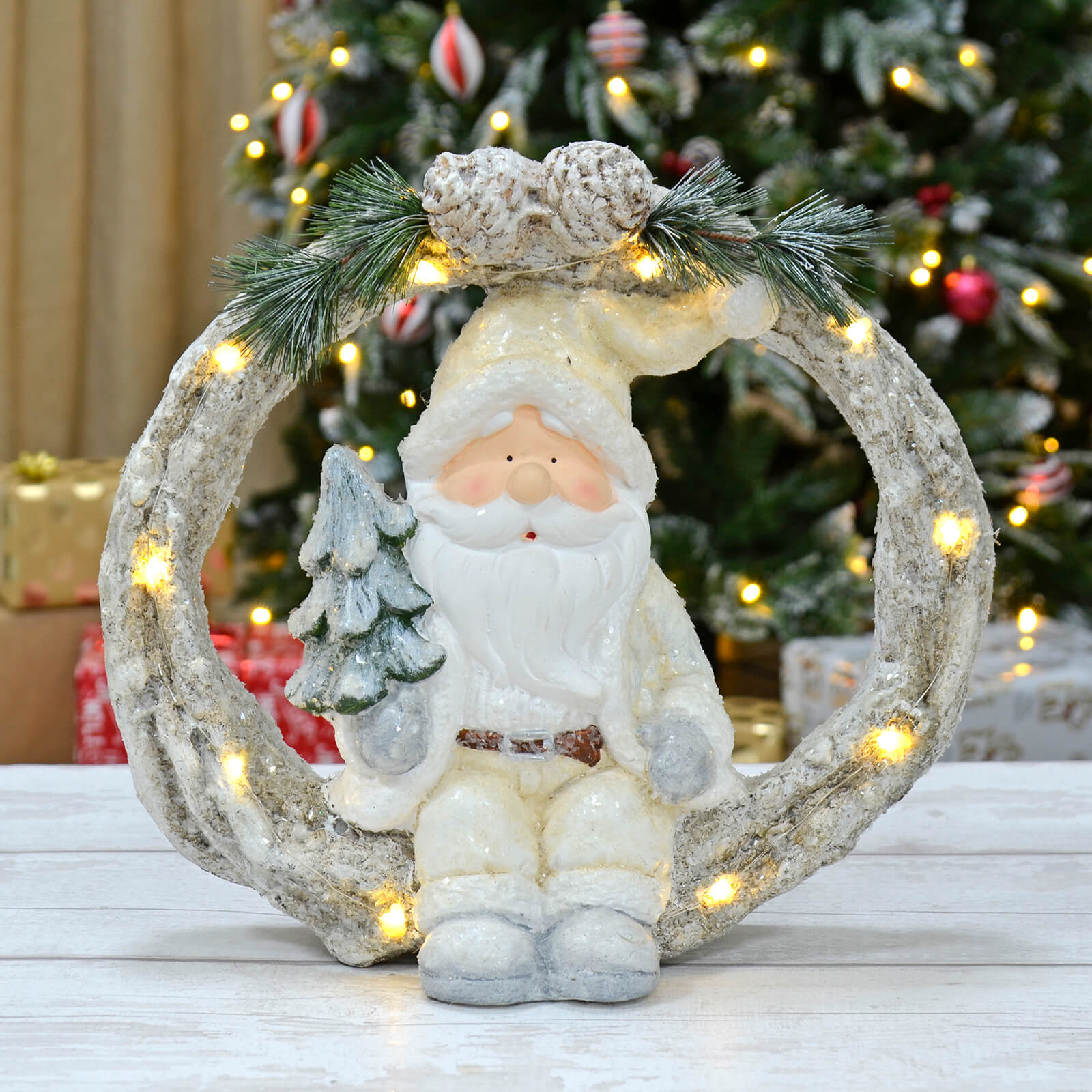 Mr Crimbo Light Up Christmas Figure Wreath Decoration Ceramic 40cm
