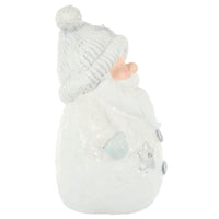 Mr Crimbo Light Up Christmas Snowman Santa White Blue Ceramic 37cm - MrCrimbo.co.uk -XS7149 - Snowman -