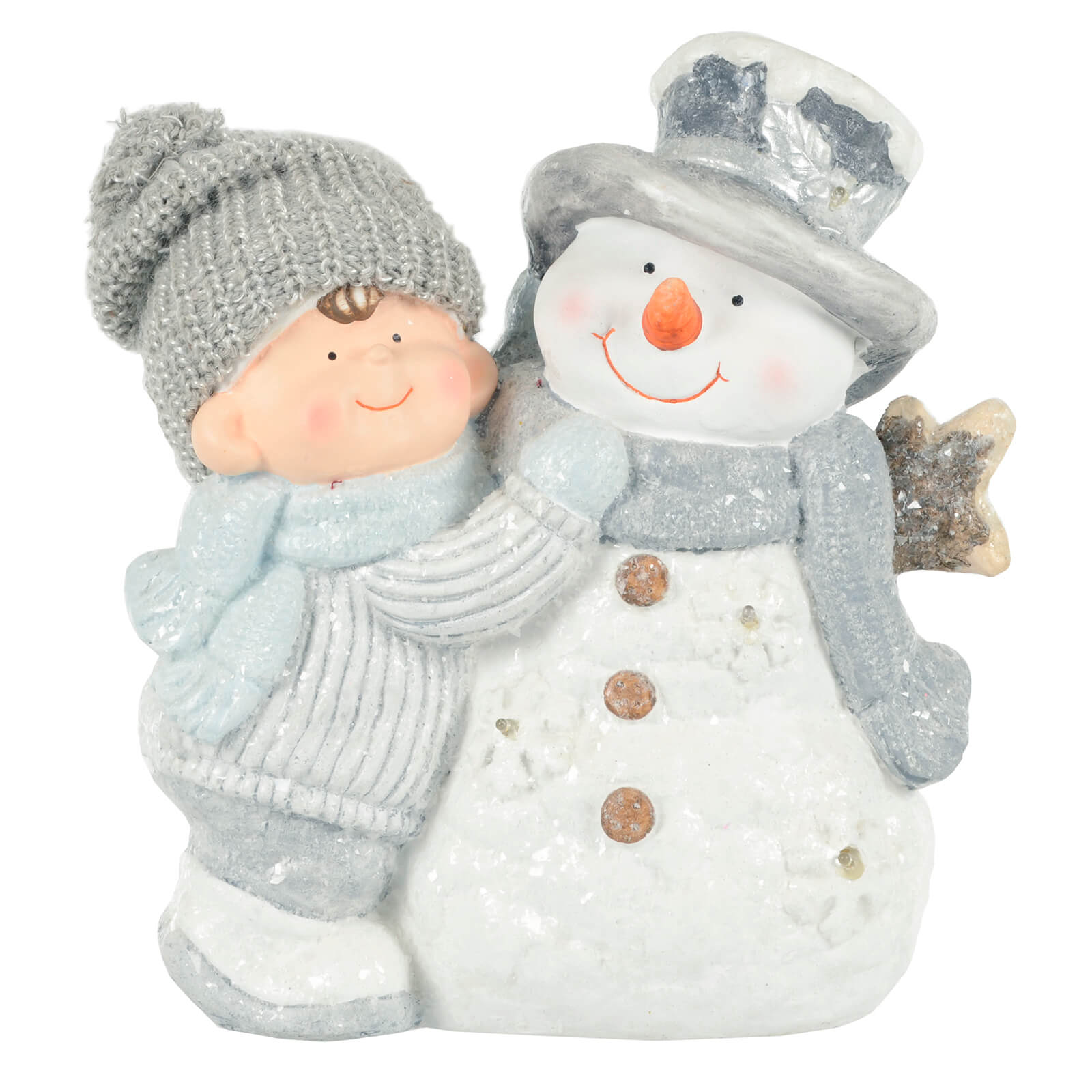 Mr Crimbo Light Up Christmas Decoration Snowman Ceramic 37cm - MrCrimbo.co.uk -XS7150 - Boy -