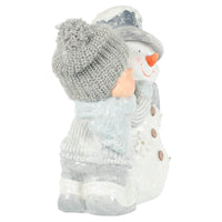 Mr Crimbo Light Up Christmas Decoration Snowman Ceramic 37cm - MrCrimbo.co.uk -XS7151 - Girl -