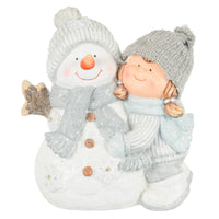 Mr Crimbo Light Up Christmas Decoration Snowman Ceramic 37cm - MrCrimbo.co.uk -XS7151 - Girl -