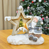 Mr Crimbo Light Up Star Christmas Decoration LED Tree Ceramic - MrCrimbo.co.uk -XS7152 - Santa -