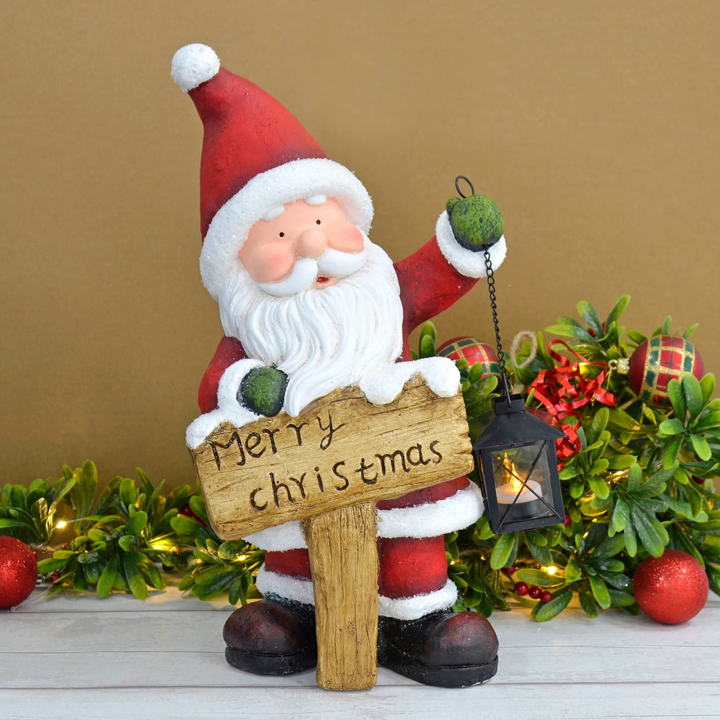 Mr Crimbo Santa Christmas Figure Tealight Lantern Ceramic 45cm - MrCrimbo.co.uk -XS7156 - -
