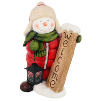 Mr Crimbo Snowman Christmas Figure With Lantern Ceramic 45cm - MrCrimbo.co.uk -XS7157 - -