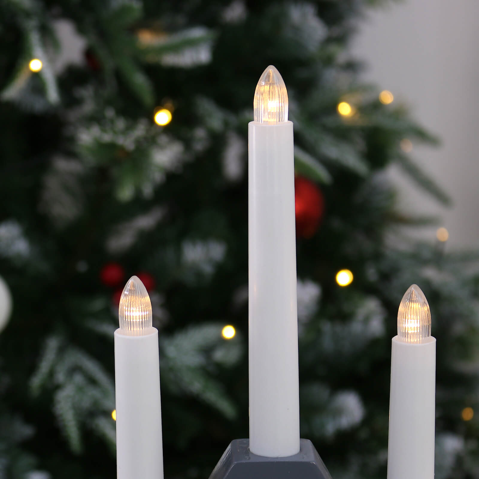 Mr Crimbo 5 Light Christmas Candle Bridge Grey Wood LED 40cm - MrCrimbo.co.uk -XS7160 - -Decorations
