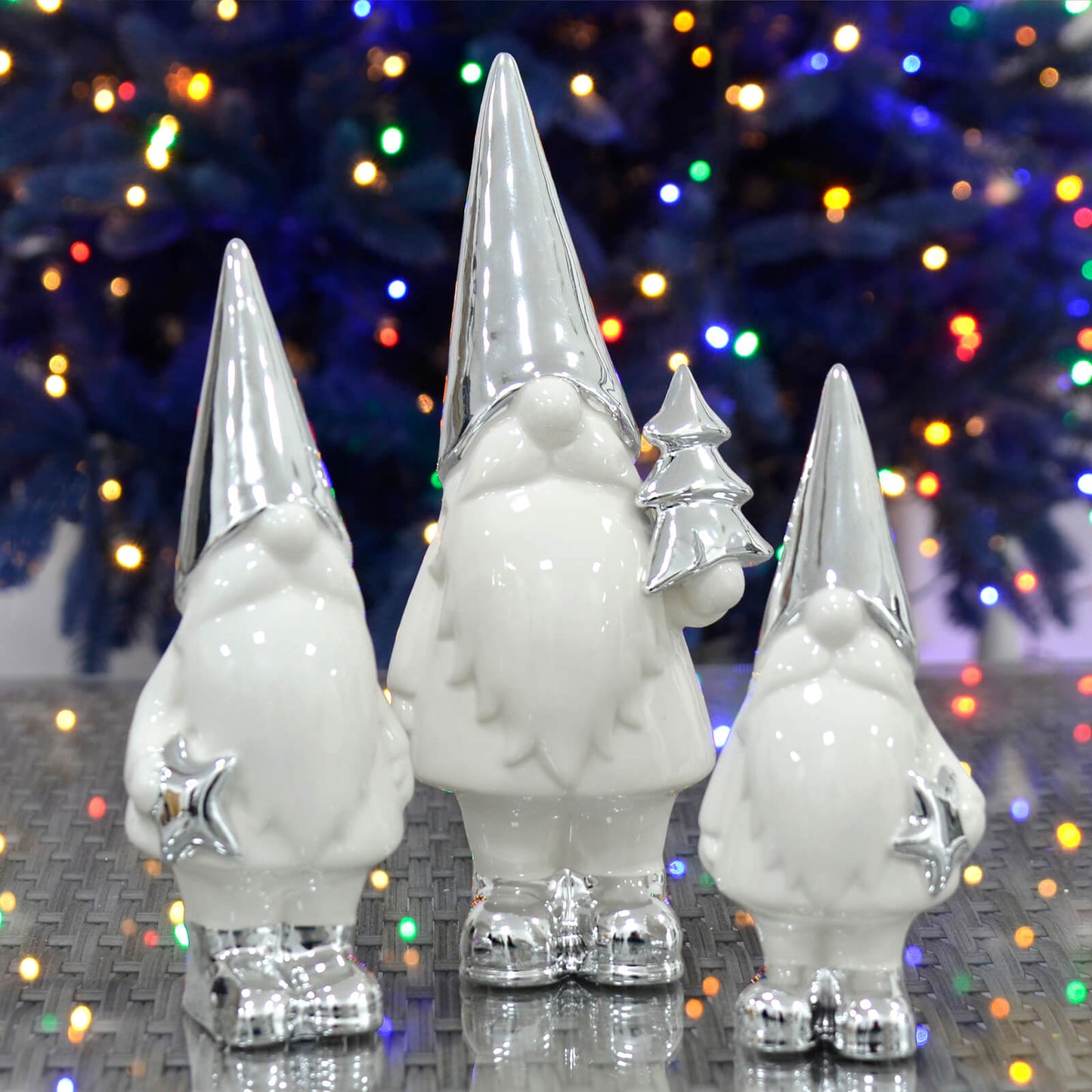 Mr Crimbo Set of 3 Santa Ornaments Ceramic Decorations 24cm - MrCrimbo.co.uk -XS7197 - -ceramic gonk