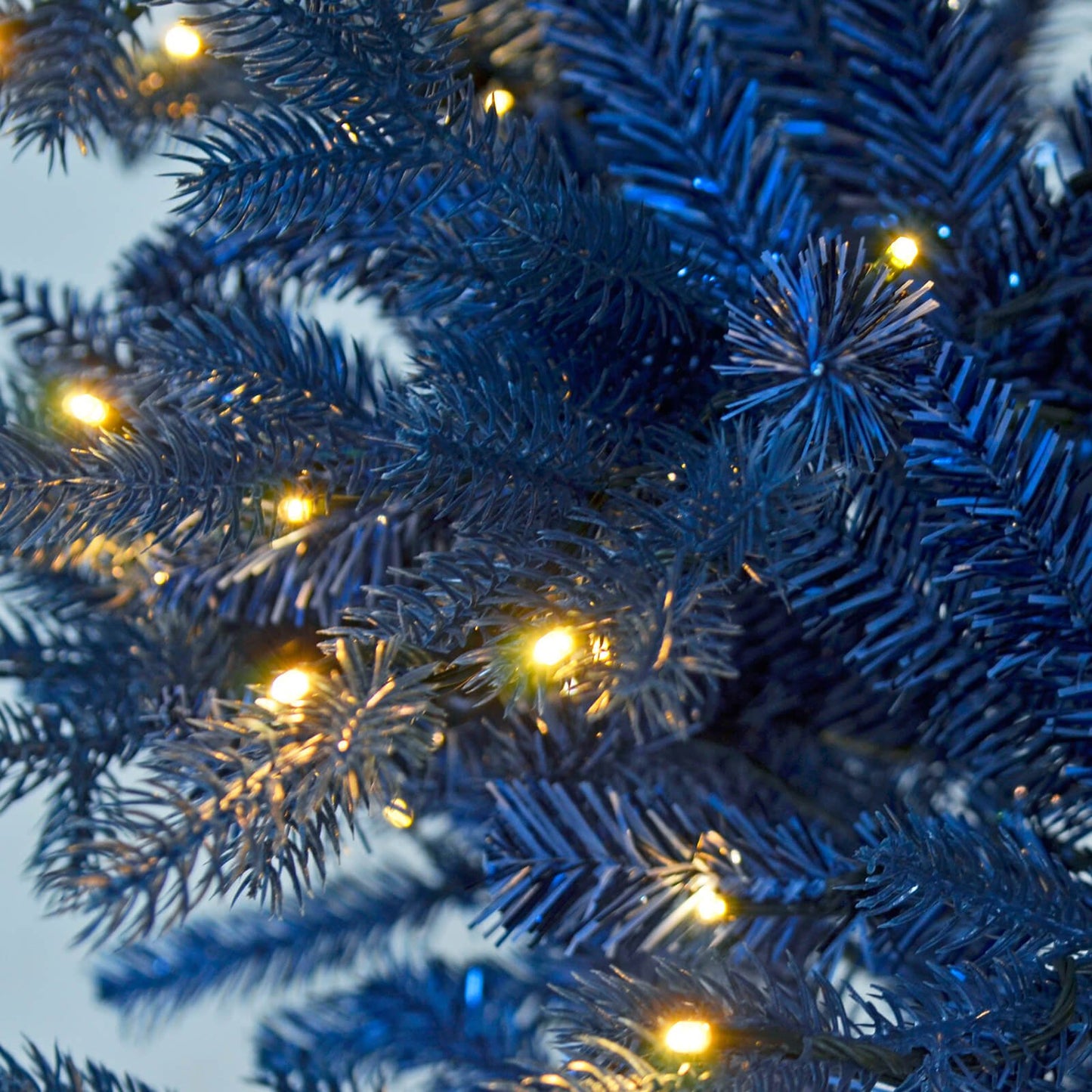 Mr Crimbo Pre-Lit Navy Blue Slim Christmas Tree Warm White LED - MrCrimbo.co.uk -XS7208 - 6ft -6ft