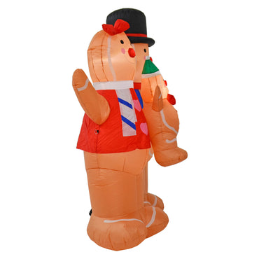 Mr Crimbo 6ft Light Up Christmas Inflatable Gingerbread Family - MrCrimbo.co.uk -XS7215 - -ginger bread