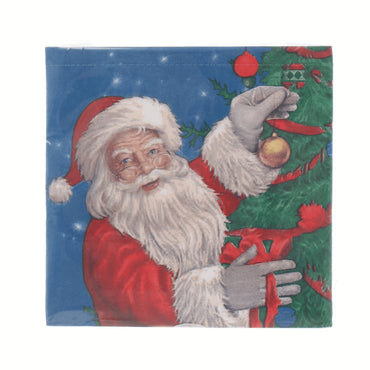pack of 20 santa tree paper table napkins in cellophane wrapper