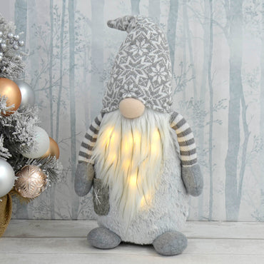 Mr Crimbo Light Up Christmas Gonk Grey White Decoration 50cm - MrCrimbo.co.uk -XS7231 - Boy -
