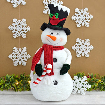 Mr Crimbo Large Fabric Snowman Christmas Decoration 55cm - MrCrimbo.co.uk -XS7244 - -christmas snowman decoration
