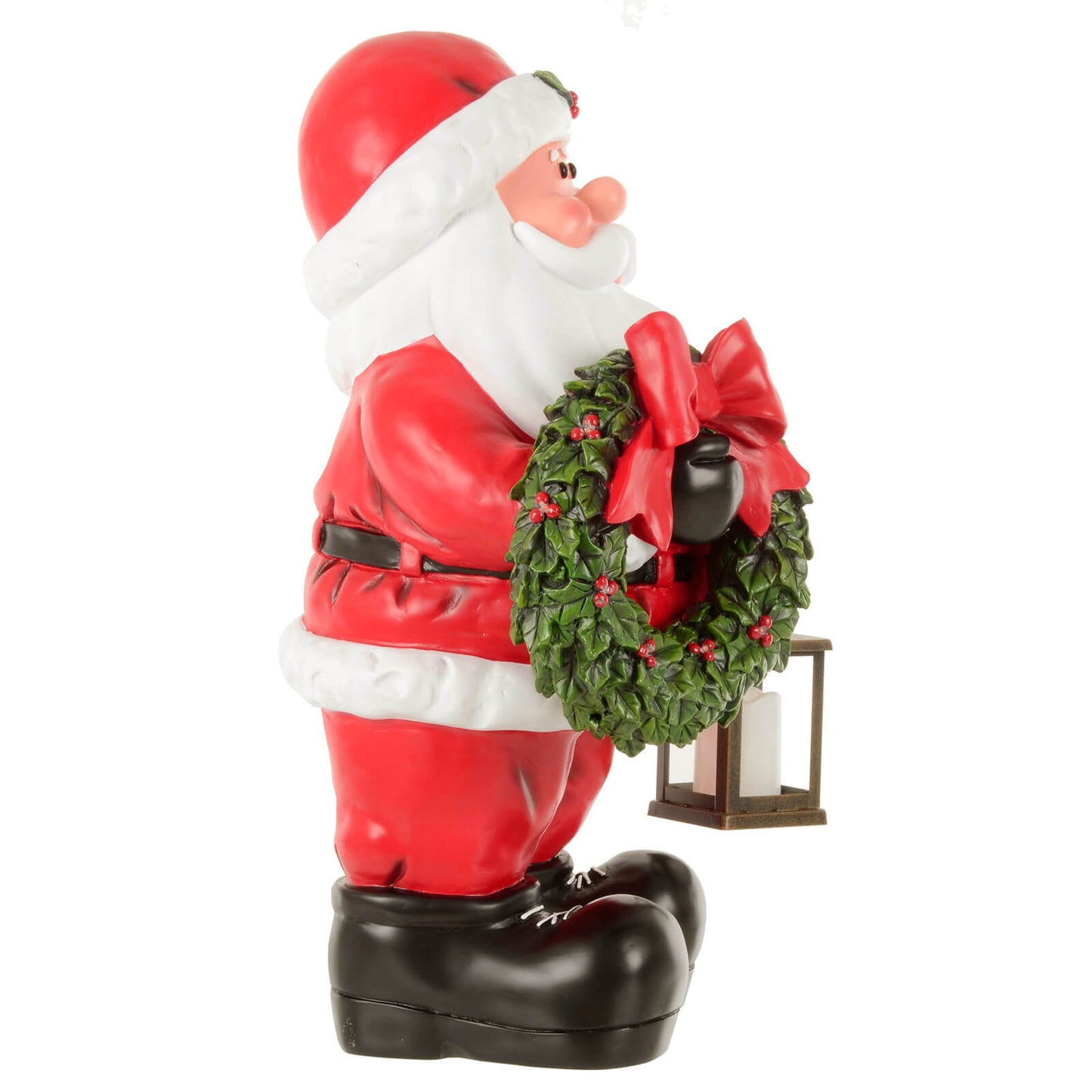 Mr Crimbo Large Light Up Santa Ornament Lantern Wreath 64cm - MrCrimbo.co.uk -XS7251 - -SALE