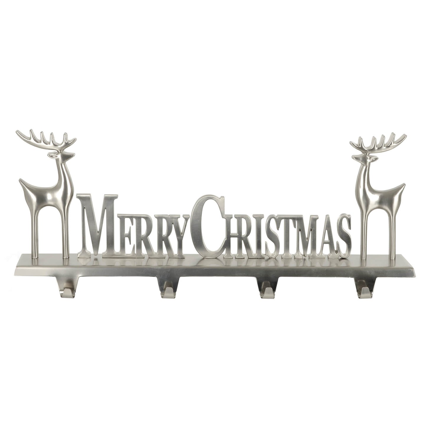 Mr Crimbo 4 Hook Christmas Stocking Hanger Silver Reindeer - MrCrimbo.co.uk -XS7264 - -christmas stocking