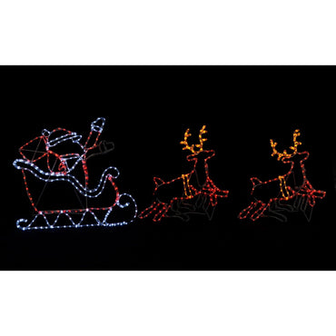 Mr Crimbo 2.7m Santa Sleigh Animated Christmas Rope Light LED - MrCrimbo.co.uk -XS7268 - -animated santa
