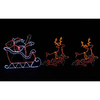 Mr Crimbo 2.7m Santa Sleigh Animated Christmas Rope Light LED - MrCrimbo.co.uk -XS7268 - -animated santa