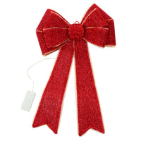 Mr Crimbo Light Up Christmas Door Bow Decoration Sparkle 60cm - MrCrimbo.co.uk -XS7277 - Red -