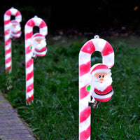Mr Crimbo Set Of 3 Santa Candy Cane Christmas Pathway Lights - MrCrimbo.co.uk -XS7278 - -