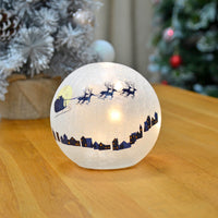 Mr Crimbo Light Up Christmas Crackle Ball Decoration LED 15cm - MrCrimbo.co.uk -XS7308 - Santa & Sleigh -ball
