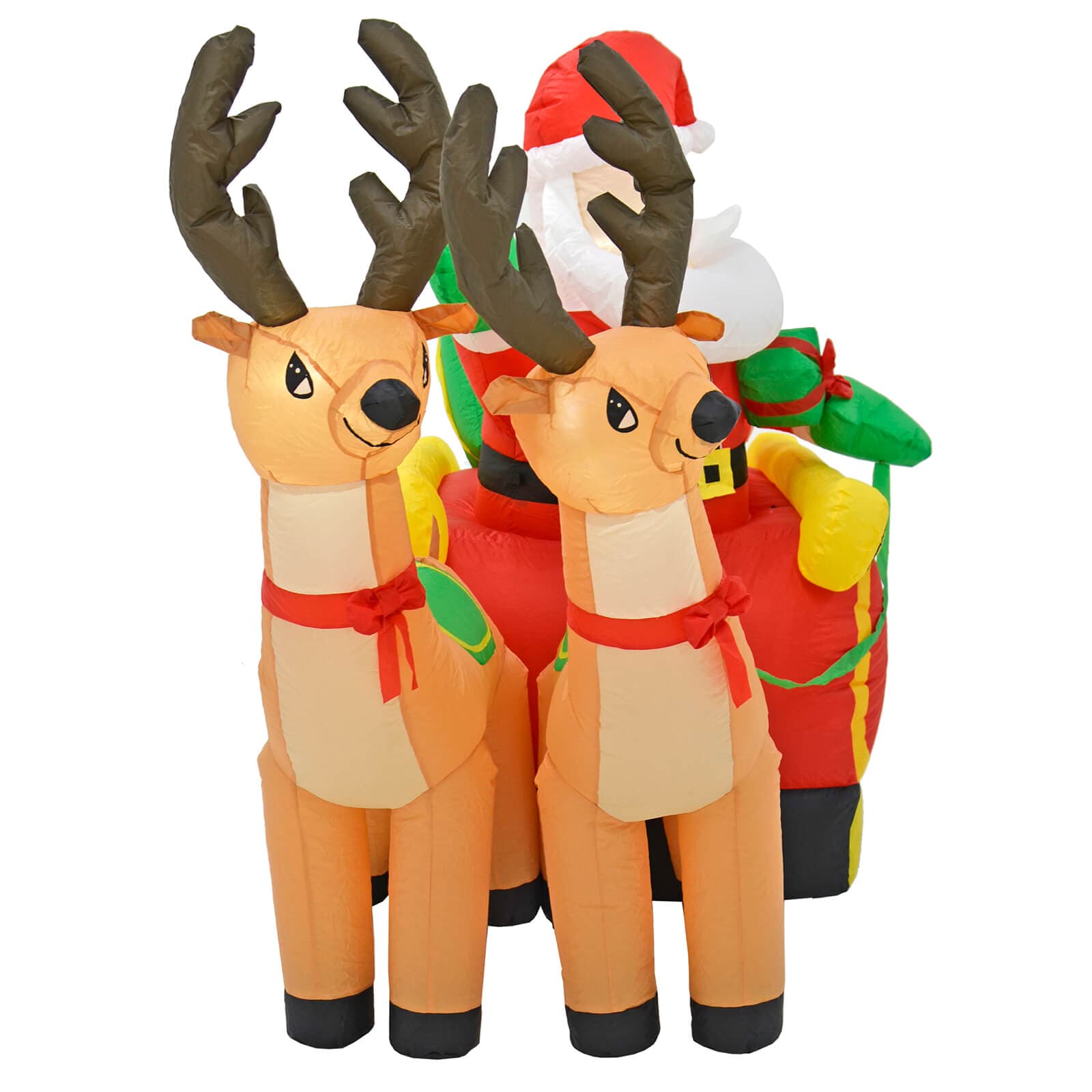 2 reindeer and Santa on sleigh large inflatable Christmas decoration