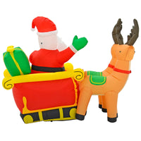 Mr Crimbo 6ft LED Inflatable Santa Sleigh 2 Reindeer Decoration
