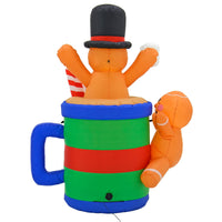 Mr Crimbo 6ft Inflatable Gingerbread Man In Cup LED Decoration
