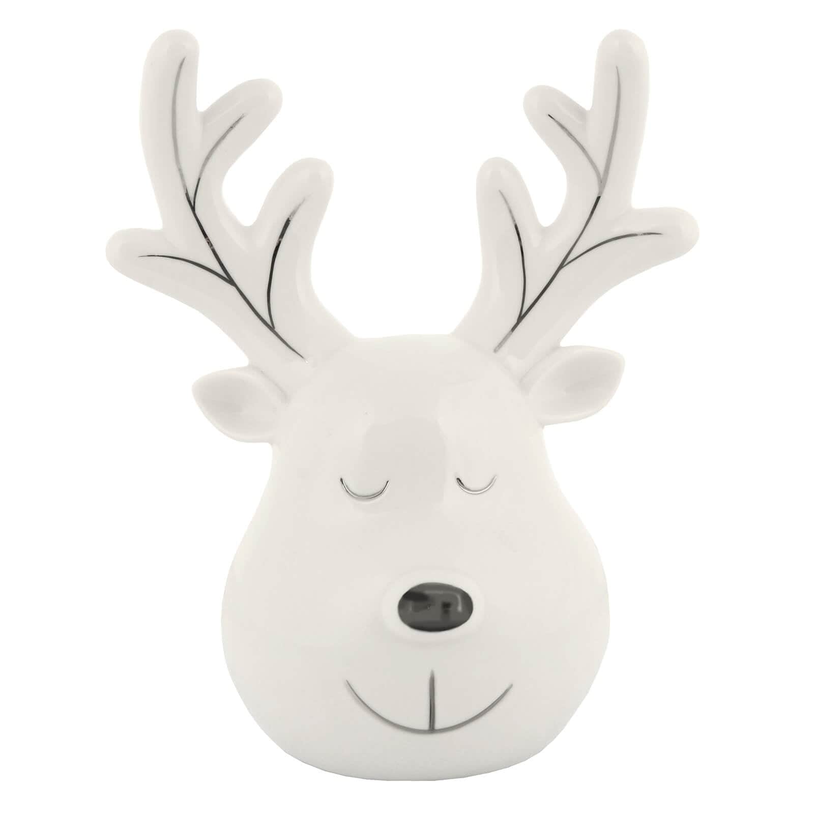 White and silver sleeping reindeer Christmas decoration