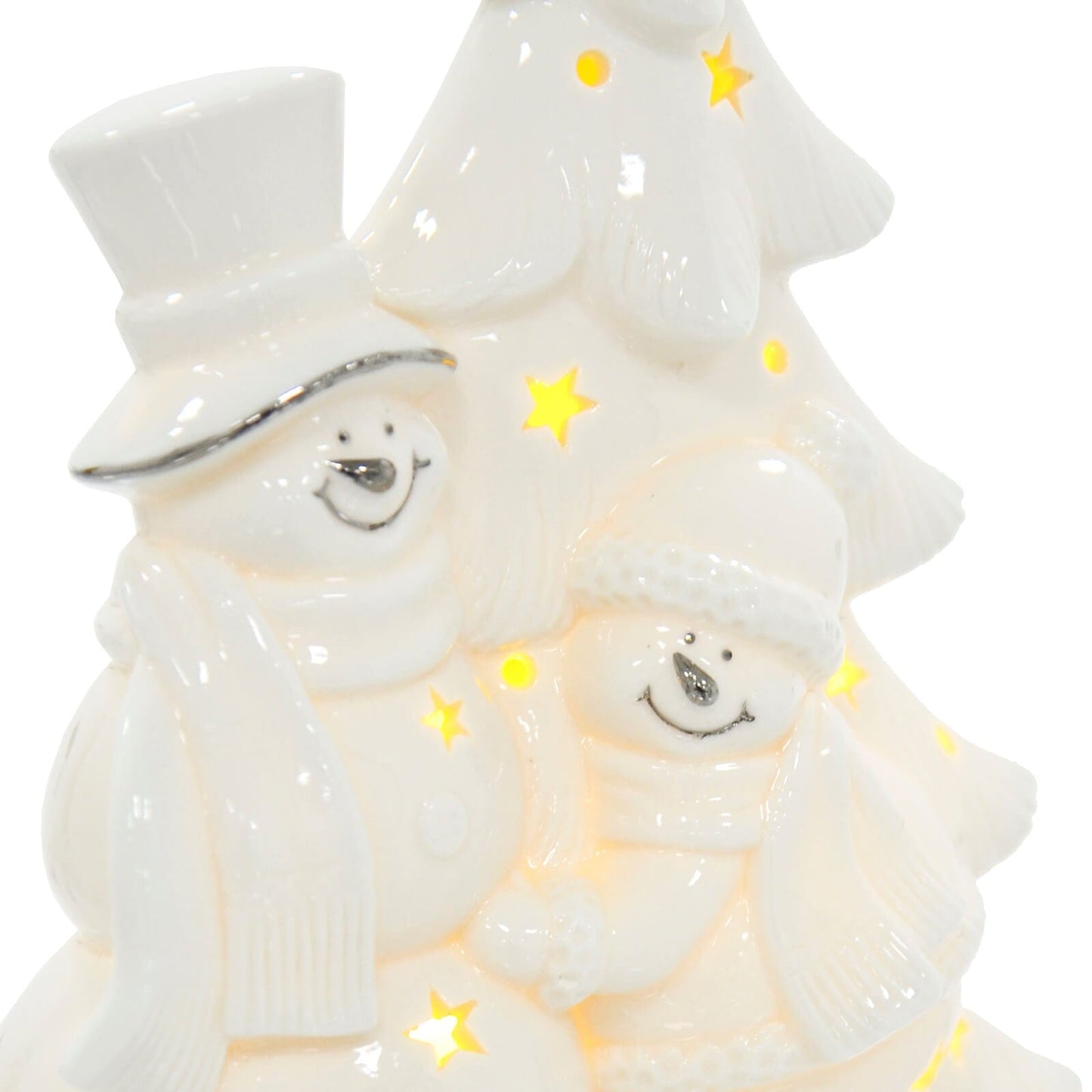 Mr Crimbo LED Snowman With Christmas Tree Decoration White  23cm