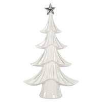 Mr Crimbo Christmas Tree Ornament White Ceramic Silver Star 30cm
