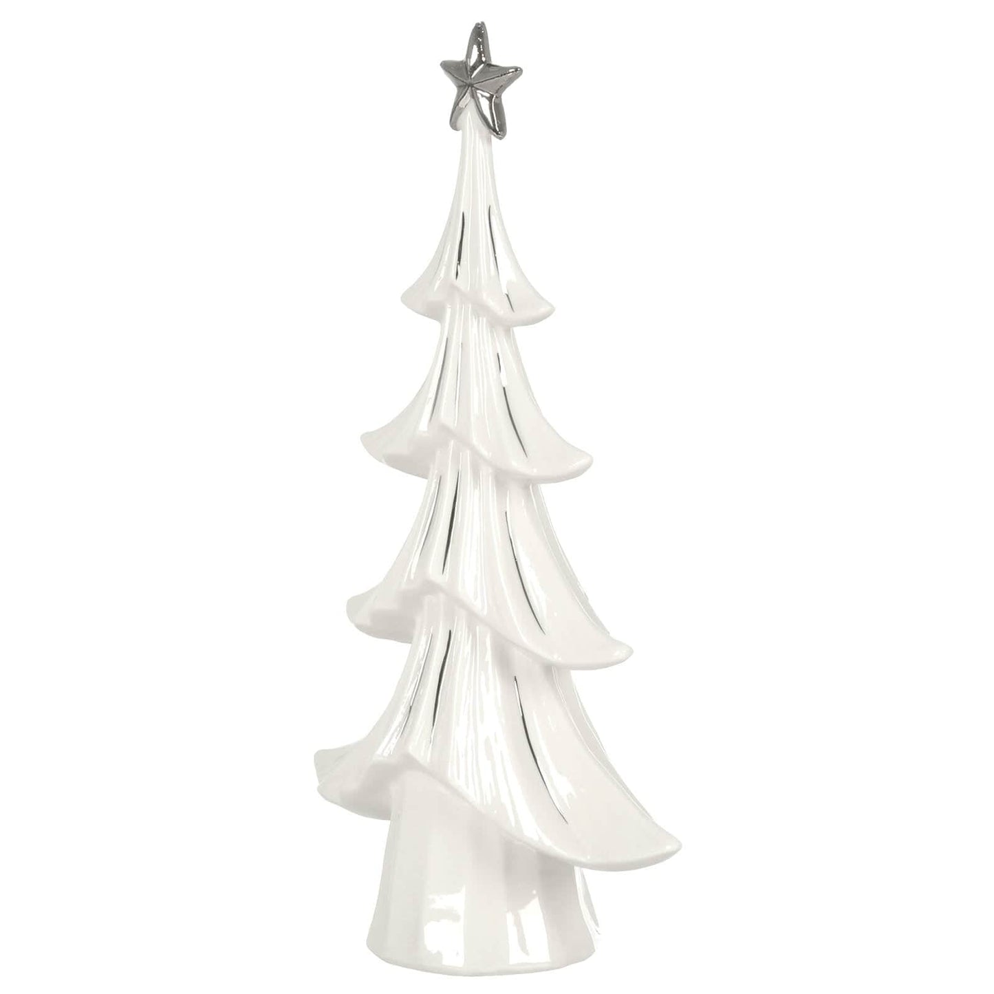 Mr Crimbo Christmas Tree Ornament White Ceramic Silver Star 30cm