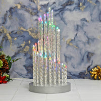 Mr Crimbo 33 Light Spiral Silver Christmas Candle Decoration 32cm - MrCrimbo.co.uk -XS7414 - -candle arch