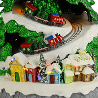 Mr Crimbo Christmas Tree LED Moving Trains Musical Snow Scene 39cm - MrCrimbo.co.uk -XS7471 - -christmas decoration