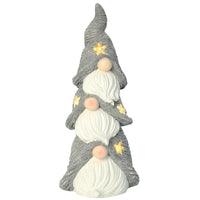 Grey and white gonk stack Christmas ornament with warm white LED stars
