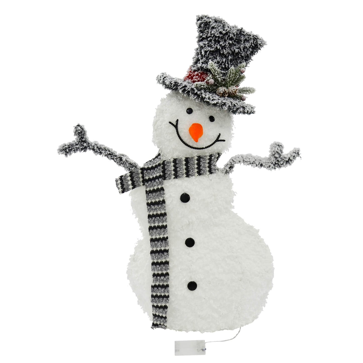 Mr Crimbo LED Snowman Christmas Decoration White Tinsel 82cm